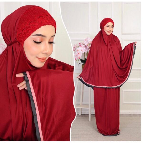 Telekung Arafah Lace Vietnam / Telekung Travel / Sedekah Dewasa Cotton Viscose