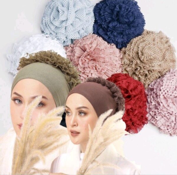 Inner TURKEY LACE | Sanggul Bertali | Ciput Turki | Hijab Volumizer | Premium Cotton Wanita Tudung